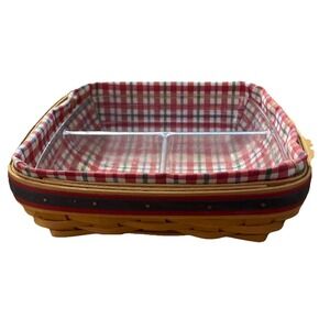 Longaberger 1998 Good Ol' Summertime Picnic Pal Basket Combo w/Liner & Protector